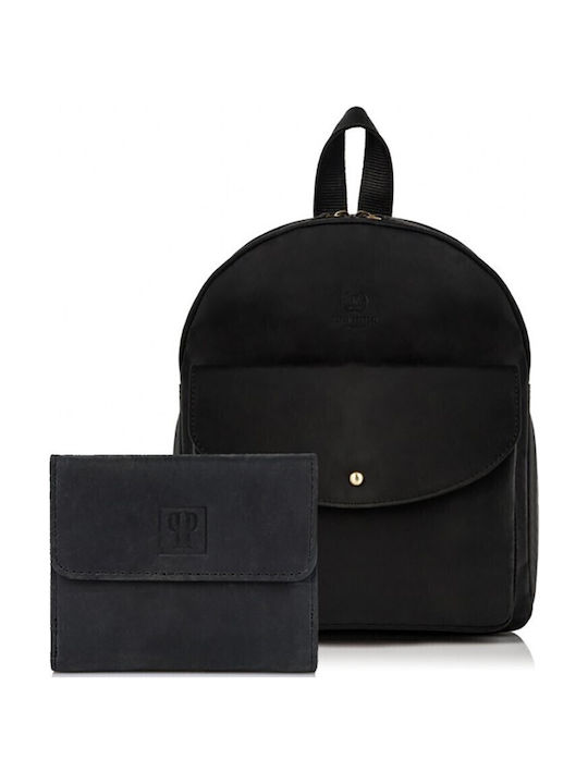 Set Leather Women's Bag Backpack Black