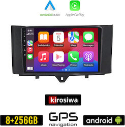 Kirosiwa Car-Audiosystem für Smart FürZwei 2010-2015 (Bluetooth/USB/AUX/WiFi/GPS/Apple-Carplay/Android-Auto) mit Touchscreen 9"