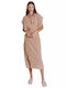 Summer Midi Dress with Drape Beige CNF1WA24GAS Beige