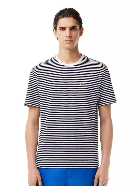 Lacoste T-shirt Bărbătesc cu Mânecă Scurtă Blanc/marine
