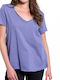 BodyTalk Women's Athletic T-shirt with V Neck Purple