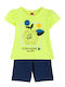 Kids' Set with Shorts Summer 2pcs Light Green Cute And Lovely