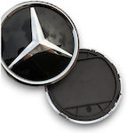 Carro 236444 Mercedes Benz E-Klasse W213 238 2016-2020 Runder Kranz Chrom Schwarz Spiegel Spiegelabzeichen F18cm 1 Stück