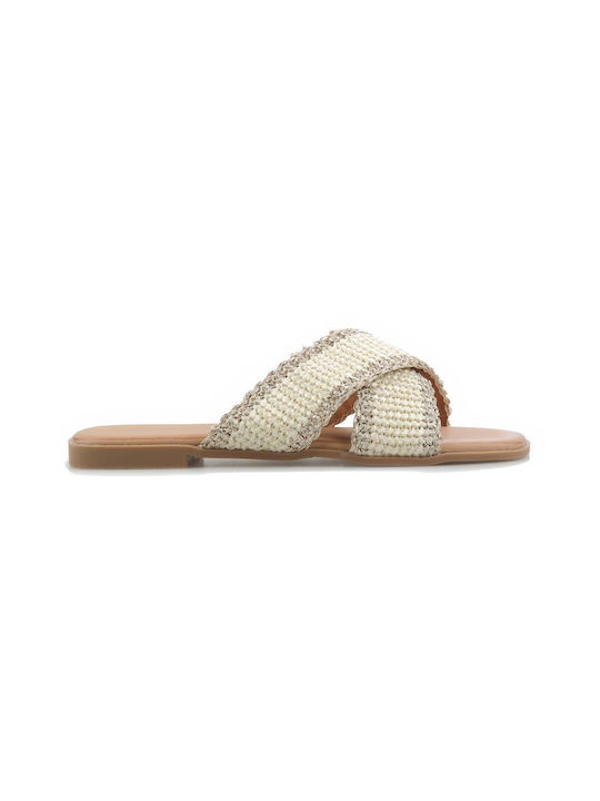 Fshoes Women's Flat Sandals in Beige Color