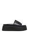 Δερμάτινα Γυναικεία Σανδάλια Flatforms Μαύρα