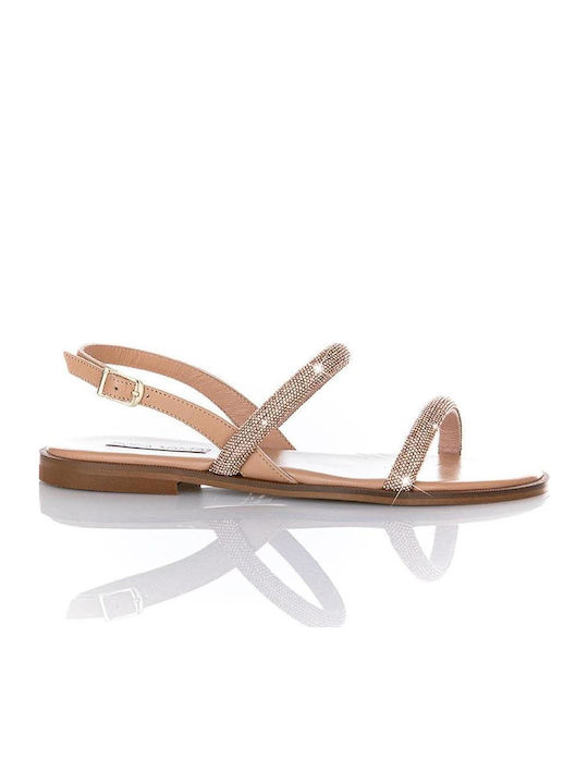 Leather Women's Flat Sandals Rose Gold