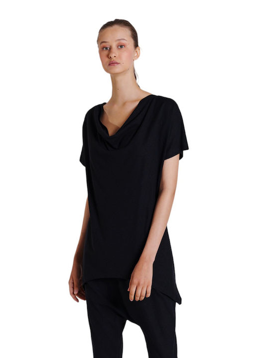 Collectiva Noir Women's Summer Blouse Linen Black