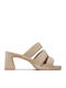 Leather Mules with Heel in Ecru Color