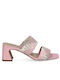 Caprice Flat Leather Mules Pink