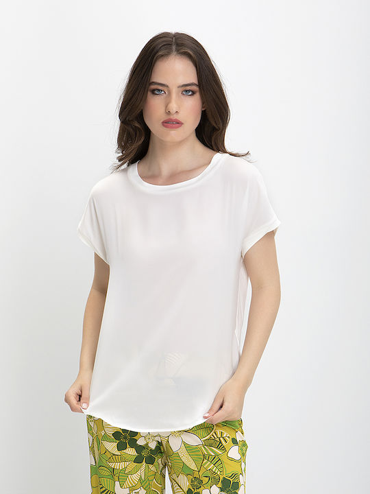 Diana Women's Blouse Short Sleeve White