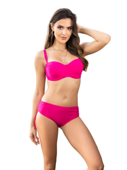 Etna Underwire Bikini Set Bra & Slip Bottom with Adjustable Straps Pink