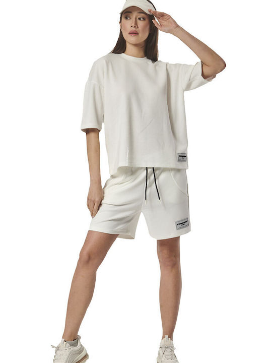 Body Action Femeie Sport Fleece Bluză Mânecă lungă Albă