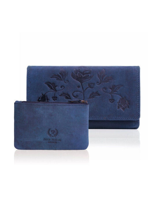Leather Women's Wallet Classic with RFID Navy Blue