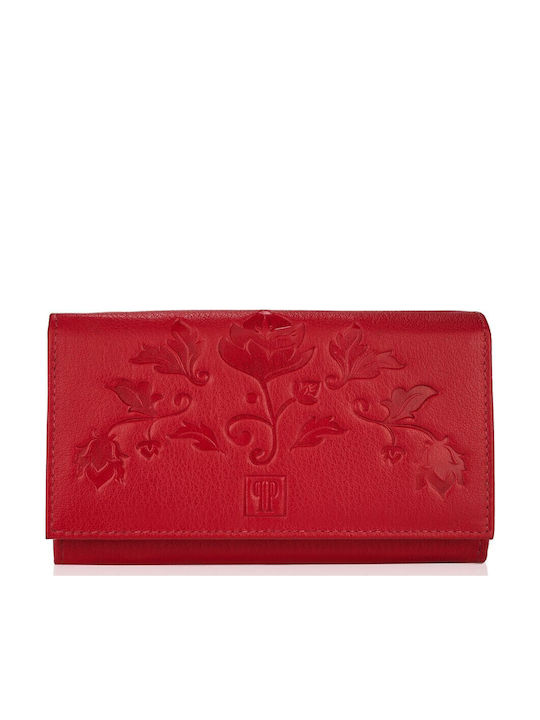 Large Leather Women's Wallet with RFID Red