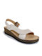 Leather Women's Flat Sandals Anatomic in Beige Color