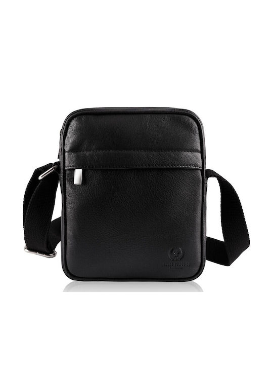 Leder Herrentasche Schulter / Crossbody Schwarz