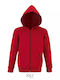 Sol's Kids Sweatshirt Cardigan Fleece with Hood Red Stone