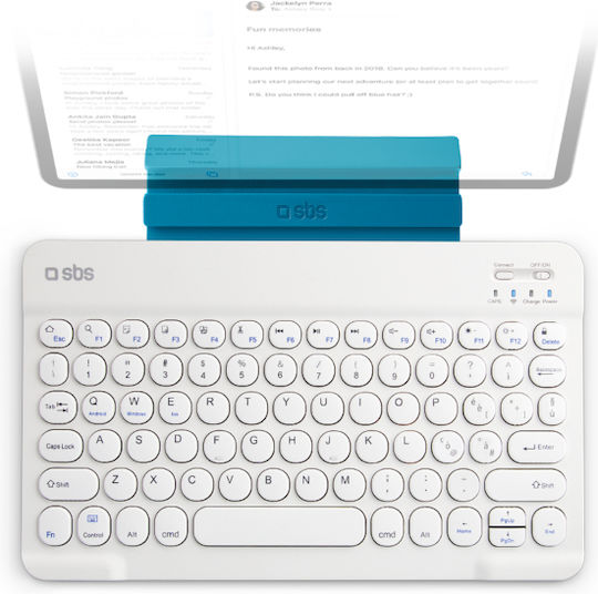 SBS TAUNIKEYBOARDDW-UK Ασύρματο Bluetooth Πληκτρολόγιο για Tablet Αγγλικό UK Λευκό