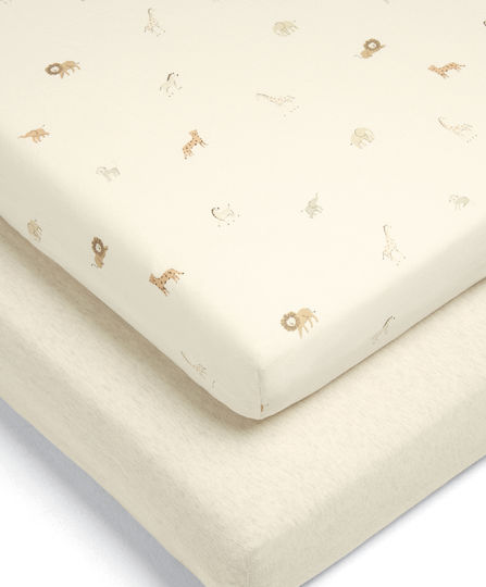 Mamas & Papas Beige Fitted Baby Sheets 70x142cm