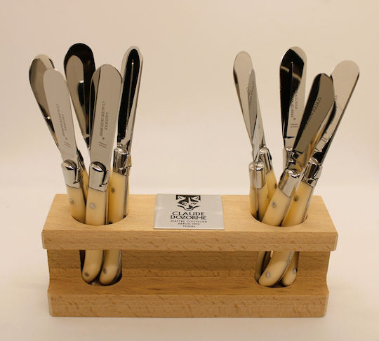 Laguiole Ivory Knife Set with Stainless Steel Base