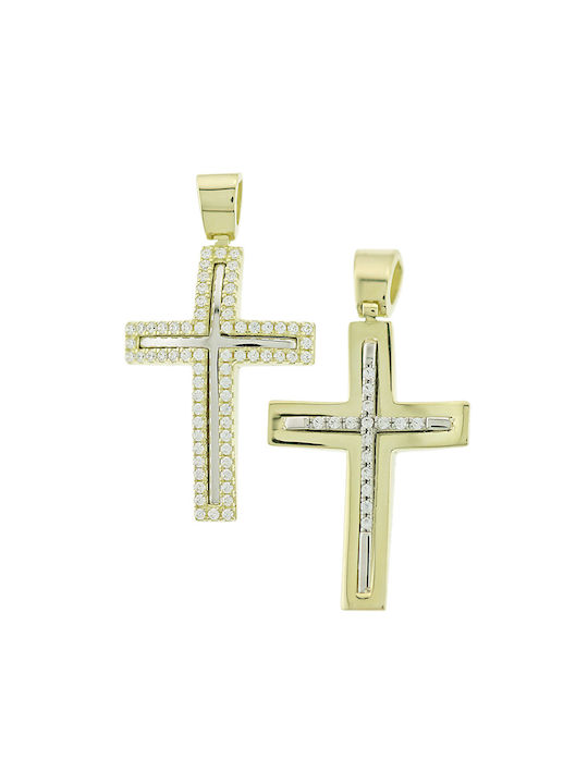 Damen Gold Kreuz 14K Beidseitig