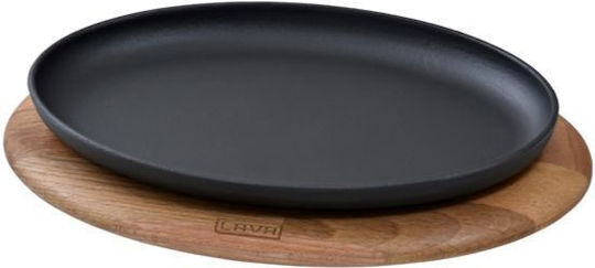 Lava Platou de Servire Oval Lemn Neagră 16x25buc 1buc