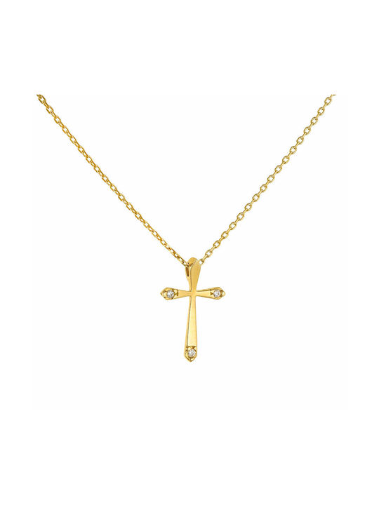 Damen Gold Kreuz 14K mit Kette