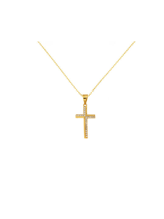 Women's Cross from Gold Plated Silver with Chain