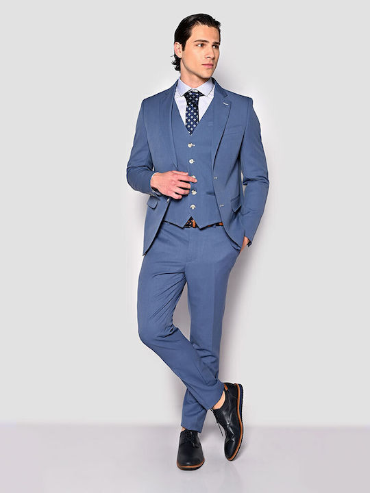 Sogo Men's Suit Slim Fit Blue