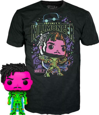 Funko Pop! Tees Marvel: Ce-ar fi dacă...? - Infinity Killmonger (Neon) (M) Cap de bobble Ediție specială (exclusiv)