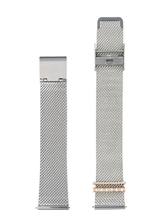 WATX & CO Μεταλλικό Μπρασελέ Ασημί 38mm