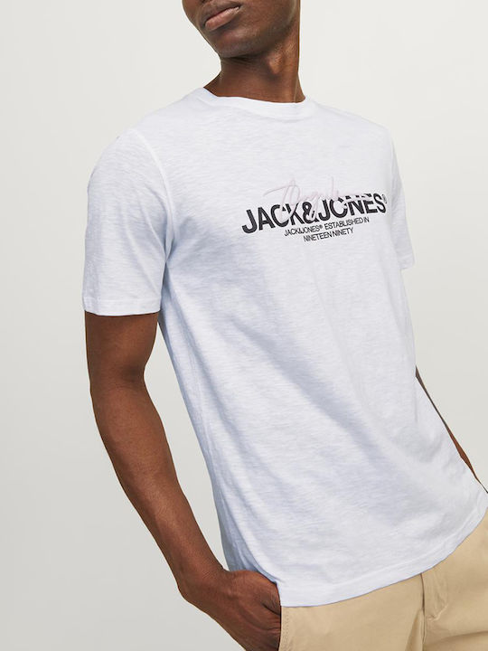 Jack & Jones T-shirt Bărbătesc cu Mânecă Scurtă Bright White