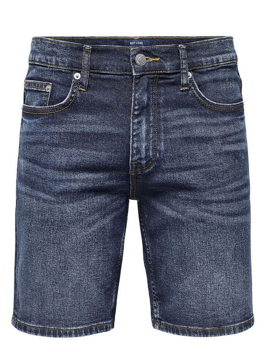 Only & Sons Men's Shorts Jeans Dark Blue Denim