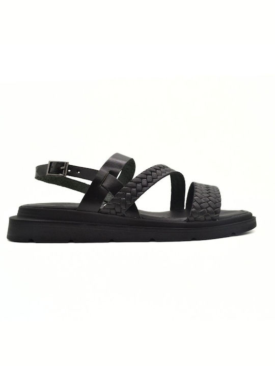 Hawkins Premium Leather Women's Sandals with Ankle Strap Black