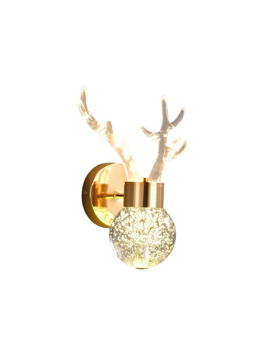 H21 Modern Wandleuchte mit Integrierte LED und Warmes Weiß Licht Gold 8.5x8.5x21cm