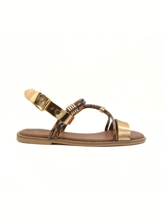 Hawkins Premium Leather Women's Sandals with Ankle Strap Gold