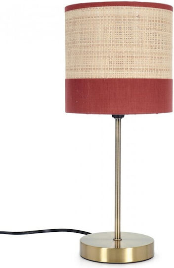 Bizzotto Aylen Fabric Table Lamp for Socket E14 with Red Shade and Gold Base 2pcs