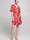 Summer Mini Dress for Wedding Christening Satin Red