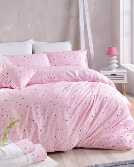 Rythmos Duvet Cover Set Cotton Queen with 2 Pillowcases 225x250 Blaze Pink