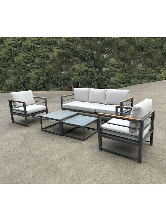 Outdoor Living Room Set with Pillows Marilian Charcoal 5pcs