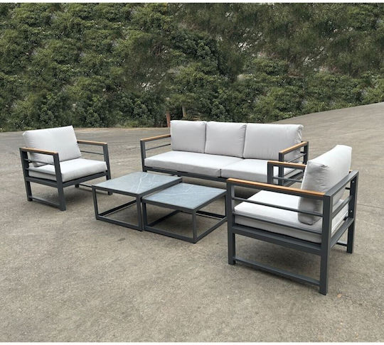 Woodwell Garten- und Outdoor-Möbelsets Wohnzimmer Typsatz 5 Stück Anthrazit mit Kissen E6871,1