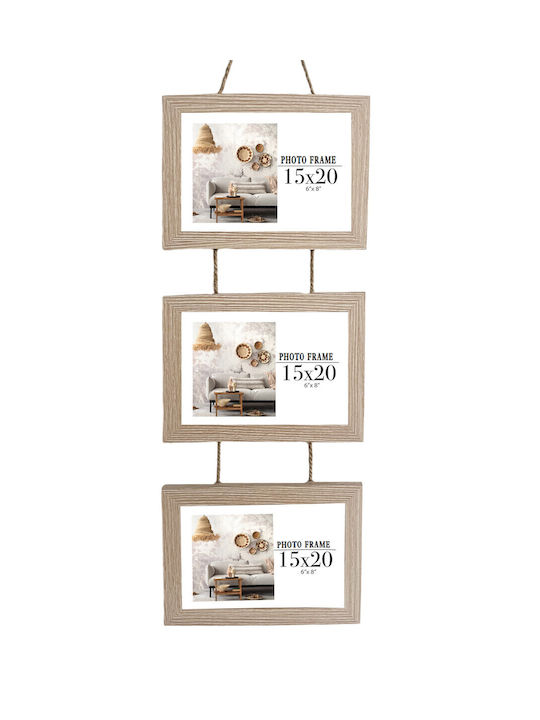 Tpster Wall-Mounted Multi Picture Frame 3 Positions Wooden with Beige Frame