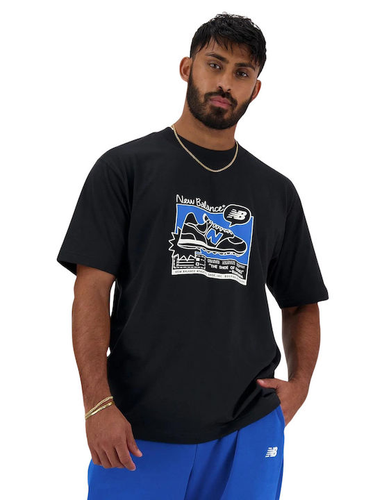 New Balance Αθλητικό T-shirt Μαύρο