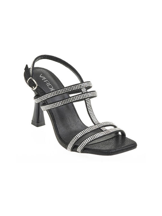 Verde Synthetic Leather Women's Sandals Black with High Heel