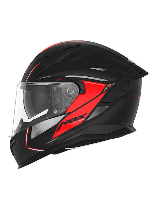 Nox N401 Full Face Helmet with Sun Visor ECE 22.06 Black / Red Matt