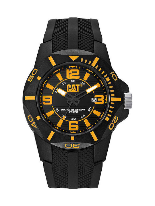 CAT Men's Watch Battery with Black Rubber Strap