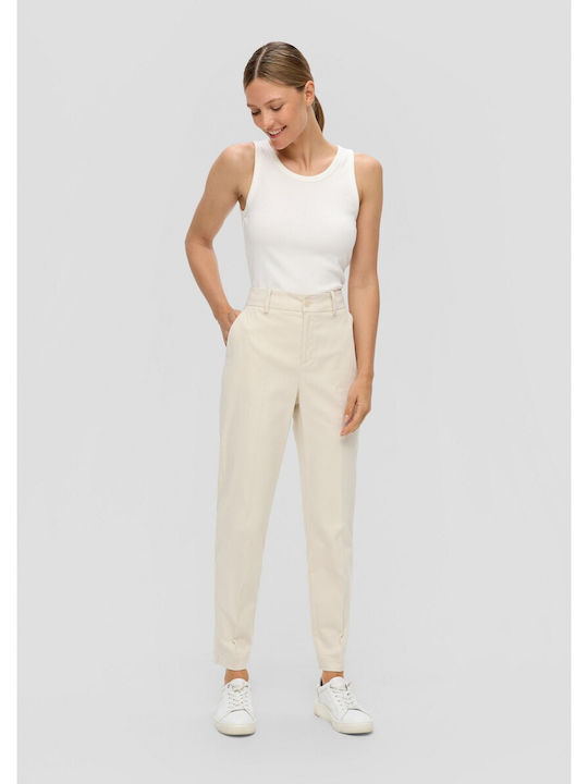 S.Oliver Women's Fabric Trousers in Tapered Line Beige