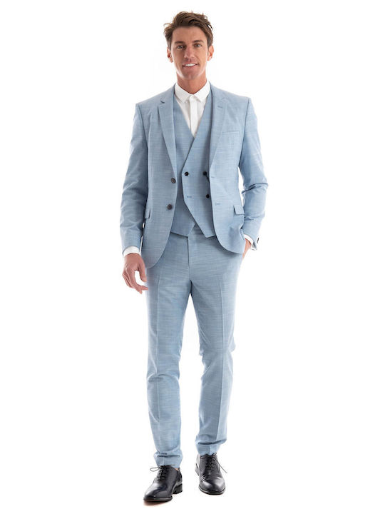 Hugo Boss Ανδρικό Κοστούμι με Στενή Εφαρμογή Light Blue