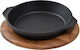 Cast Iron Serving Saucepan Black Wooden Base Φ16cm Enamel 1 Layer 1 Baking 1kg Lava Tg477518