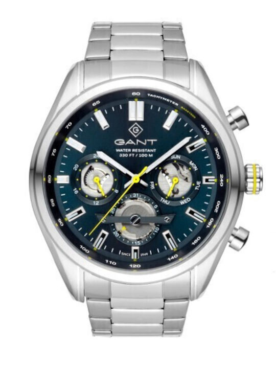 Gant Ridgefield Iii Ανδρικό Ρολόι 44mm Μπαταρίας με Ασημί Μεταλλικό Μπρασελέ